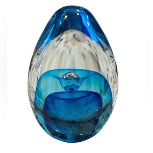 Blue Glass Art Teardrop Paperweight - Home Art